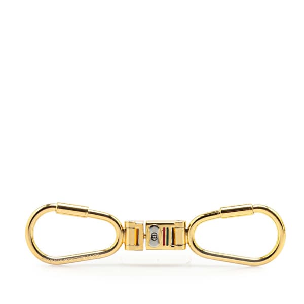 Pre-owned Gucci Gold Plated Interlocking G Web Key Chain Gold