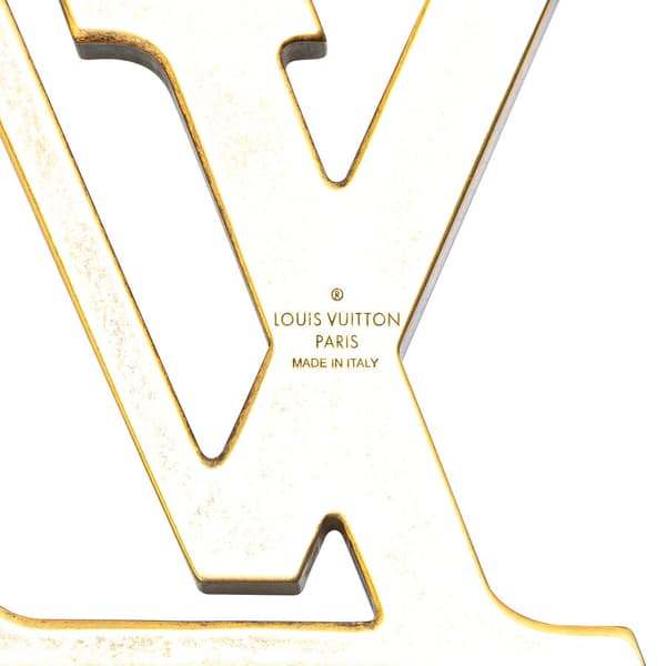 Pre-owned Louis Vuitton Gold Plated LV Flag Key Ring and Bag Charm Gold