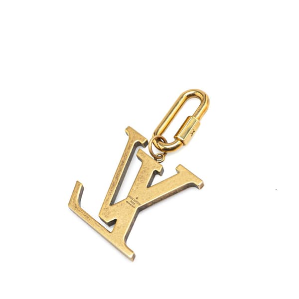 Pre-owned Louis Vuitton Gold Plated LV Flag Key Ring and Bag Charm Gold