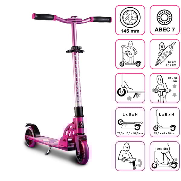 Six Degrees Aluminium Scooter Junior 145 mm Pink