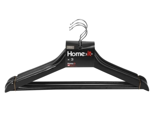 Home&gt;it® hängare med byxbåge och slits svart - 3-pack