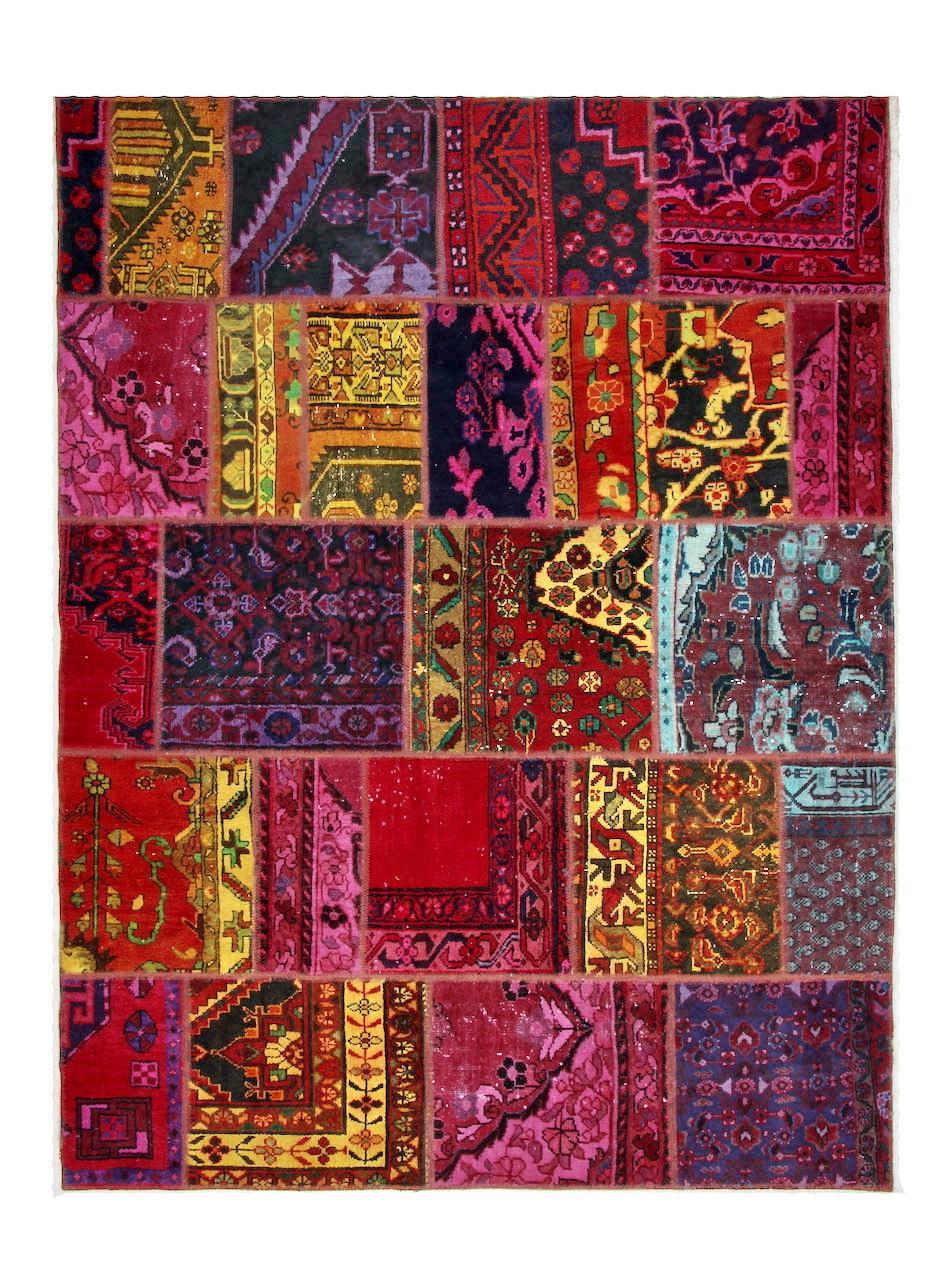 Hand knotted Persian Patchwork Rug Wool/Yarn Multicolor 171x226cm