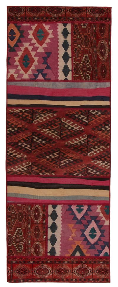Käsinsolmittu persialainen Kelim Patchwork Rug Shiraz / Azerbaidzan 80x210cm