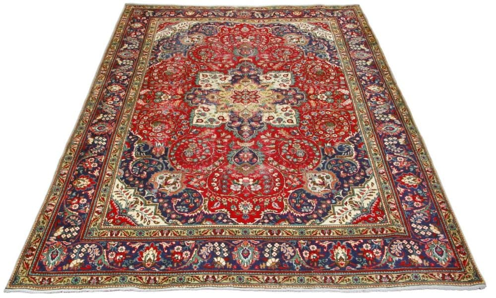 Käsin solmittu alkuperäinen persialainen vintage-matto Tabriz 255x352cm