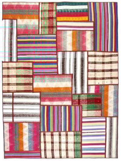 Käsin solmittu persialainen Kelim Patchwork-matto 152x207cm