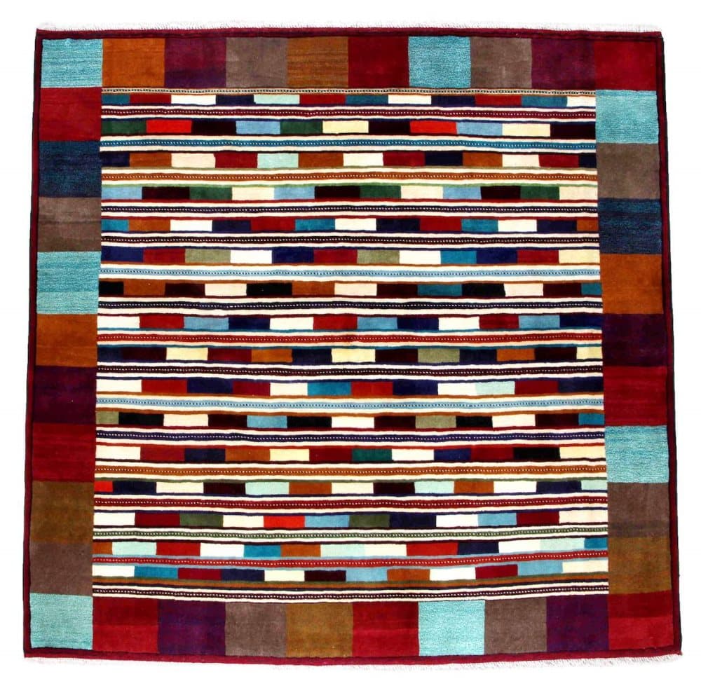 Käsin solmittu yksinomainen persialainen matto Gabbeh Khorasan 205x205cm