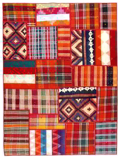 Käsin solmittu persialainen Kelim Patchwork-matto 153x206cm