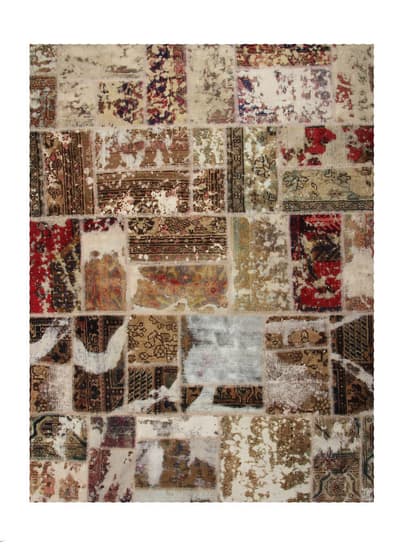 Käsin solmittu persialainen Patchwork-mattokerma / ruskea 168x223cm