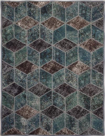 Hand knotted Persian Patchwork Rug Tabriz 143x187cm