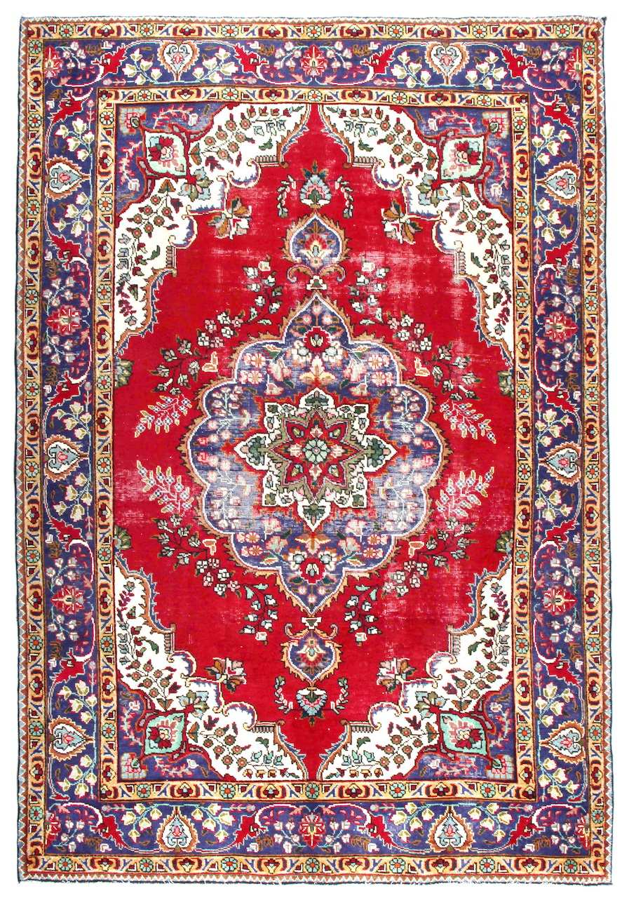 Käsin solmittu alkuperäinen persialainen vintage-matto Tabriz 198x290cm