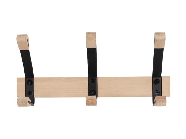 Home>it® knagerække med 3 knage 27,5 × 8 × 12 cm bøgetræ sort