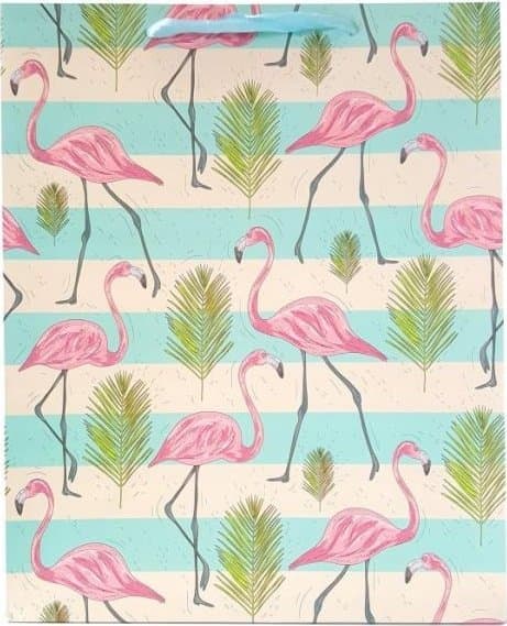 JU-PITER Lahjapussi flamingot 1295A 31x42x12cm p12, hinta per 1 kpl