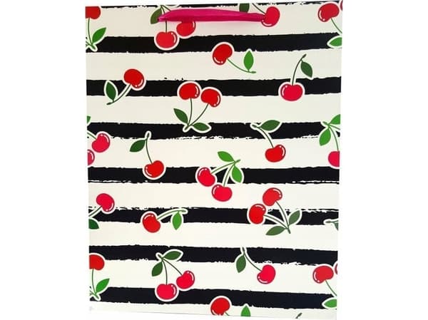 JU-PITER Gavepose stripet frukt 1400B 26x32x12cm p12, pris for 1 stk.