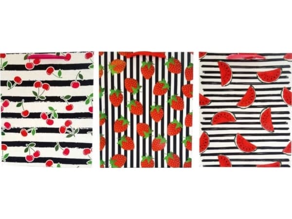 JU-PITER Presentpåse randig frukt 1400A 31x42x12cm p12, pris per 1 st