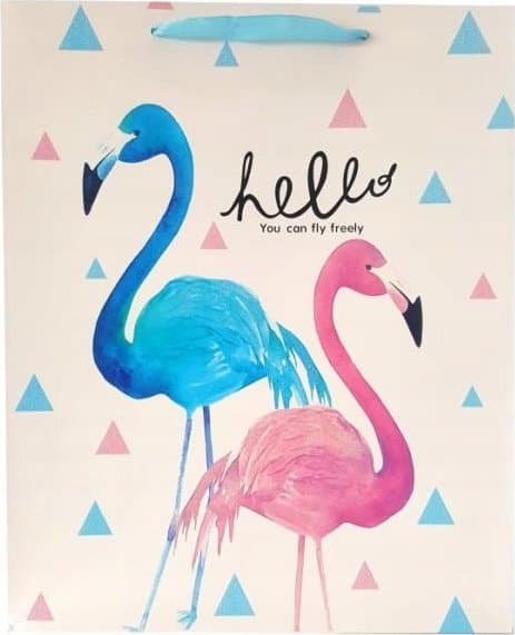 JU-PITER Presentpåse flamingos 8031A 31x42x12cm p12, pris per 1 st