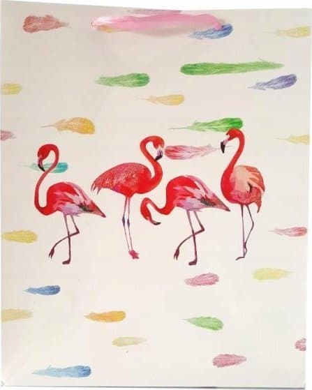JU-PITER Presentpåse flamingos 8031A 31x42x12cm p12, pris per 1 st