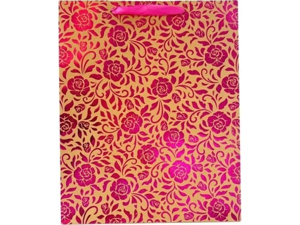 JU-PITER Presentpåse rosor metallic 1224A 31x42x12cm p12, pris per 1 st