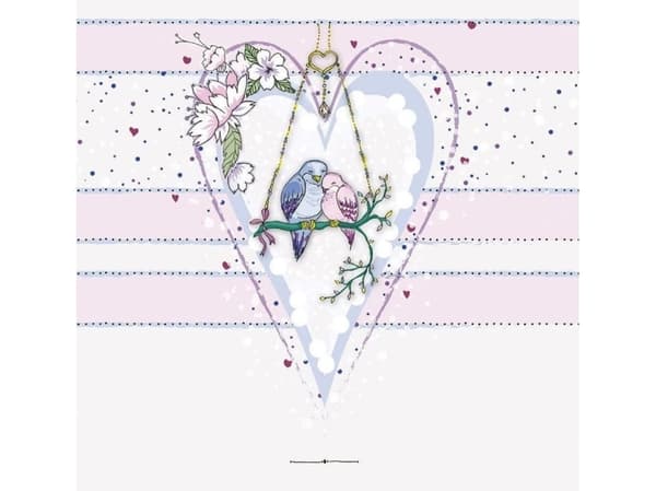 Clear Creation Karnet Swarovski kwadrat Ptaszki w sercu (CL0224)