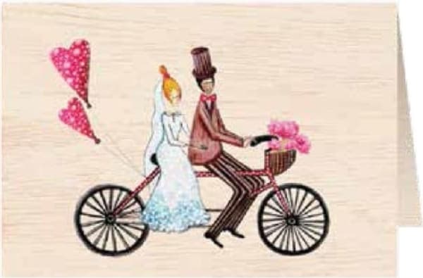 Cozywood Wooden pass C6 + envelope. Wedding. Young couple