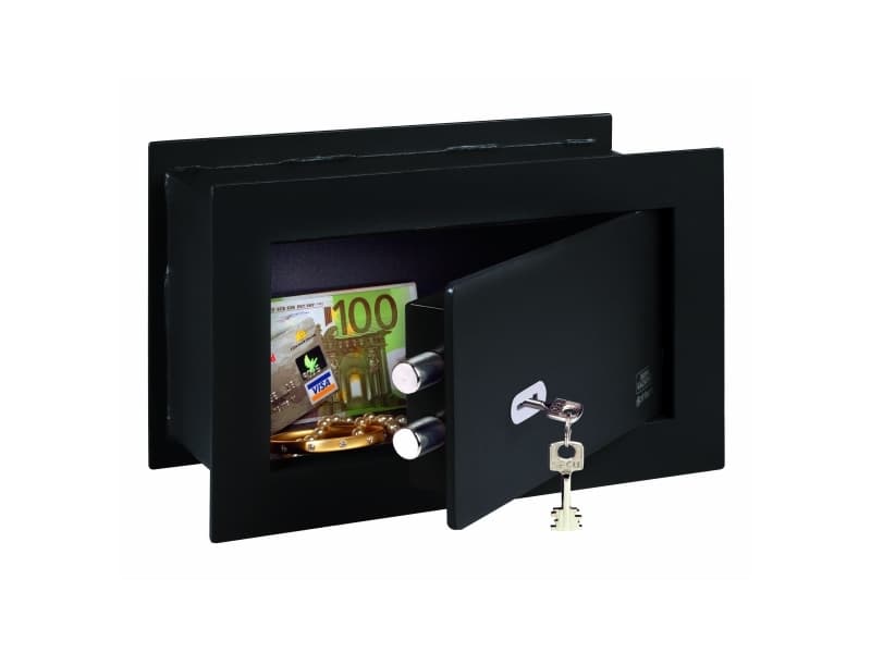 BURG-WÄCHTER PW 2 S, Väggkassaskåp, Svart, nyckel, 4,5 l, Metall, Vägg