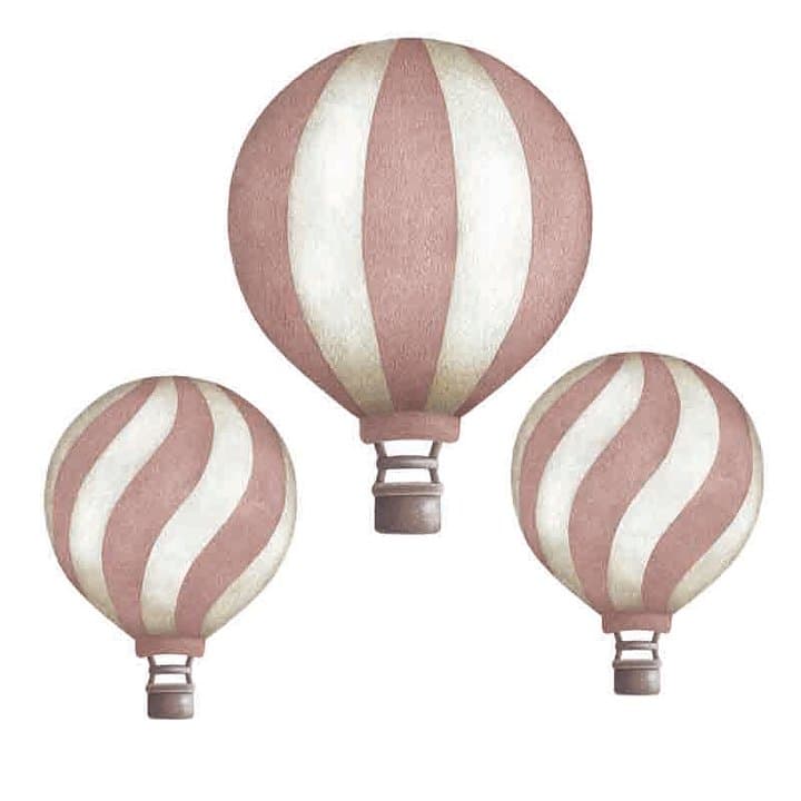Stickers - Randiga ballonger - Gammelrosa valj: Alla 3 ballonger