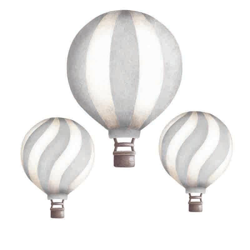 Stickers - Randiga ballonger - Ljusgrå valj: Alla 3 ballonger