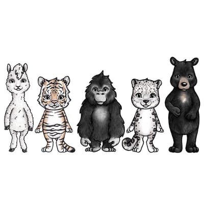 Stickers - Käresta vänner figur: Alla 5 figurer