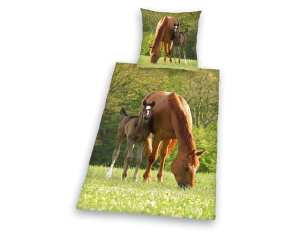 Heste 'Brown Horse and Pony' Sengetøj (100 procent bomuld)