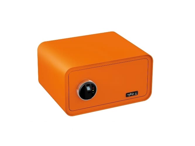 BASI mySafe 430, Fristående kassaskåp, Orange, Elektronisk, Fingeravtrycksläsare, Batteri, AA, 430 mm
