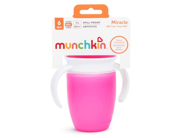 Munchkin Miracle 360°, Helletutløs kopp, 6 måned(er), Rosa, Plast, Gutt/Jente, 207 ml