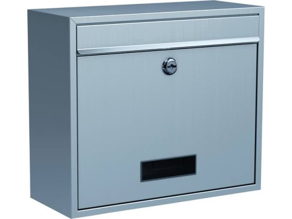 BASI BK 900, Väggmonterad brevlåda, Rostfritt stål, Rostfritt stål, Vågrät, nyckel, 1 styck