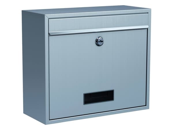 BASI BK 900, Väggmonterad brevlåda, Rostfritt stål, Rostfritt stål, Vågrät, nyckel, 1 styck
