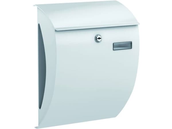 BASI BK 2000, Veggmontert postkasse, Stål, Hvit, Vertikal, Nøkkel, 1 stykker