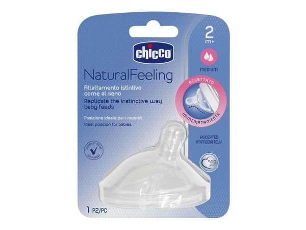 Chicco Natural Feeling, Läpinäkyvä, Silikoni, 2 kuukautta, 1 kpl
