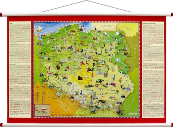 Lider Serwis Zbigniew Raszka POLSKA MŁODEGO ODKRYWCY MAPA ŚCIENNA DLA DZIECI 580X380 MM