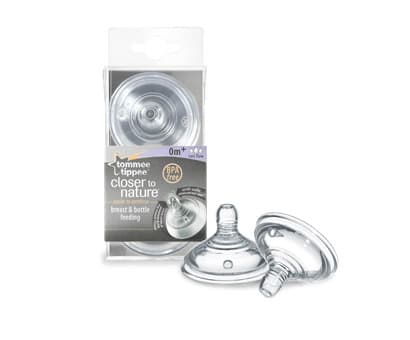 Tommee Tippee Easi-Vent Sauger, Rund, Långsamt flöde, 2 styck