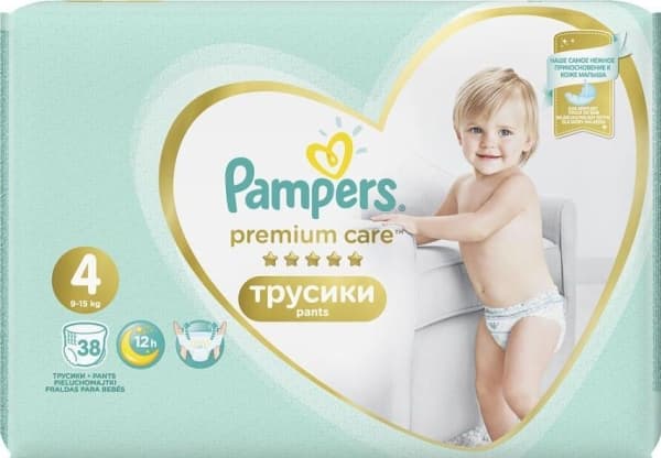 Pampers Pants Premium Care 4 vaippaa, 9-15 kg, 38 kpl.