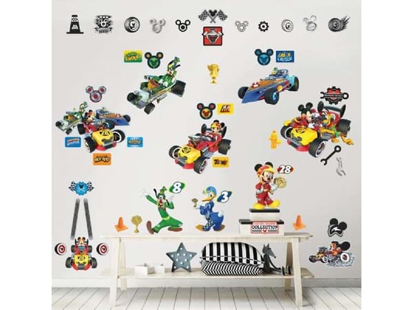 Sett med klistremerker for romdekorasjon Disney Mikke Mus Roadster Racer 45613 34x46cm p12 Walltastic