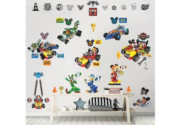 Sett med klistremerker for romdekorasjon Disney Mikke Mus Roadster Racer 45613 34x46cm p12 Walltastic