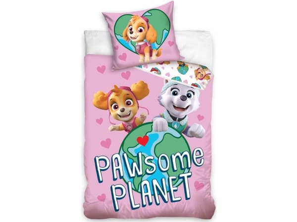 Paw Patrols sängkläder "Pawsome Planet" 140 x 200 cm, 100 procent bomull