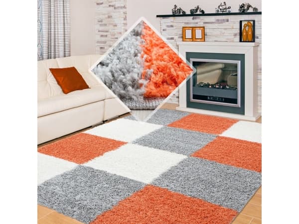 Alfa-teppe Shaggy Life oransje-grå 160x230 cm (22637475)