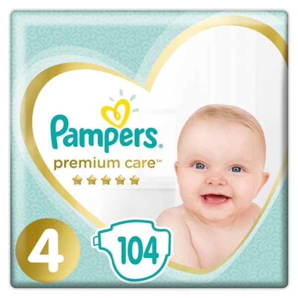 Pampers Premium Care Blöjor Storlek 4, 8-14kg, 104st.