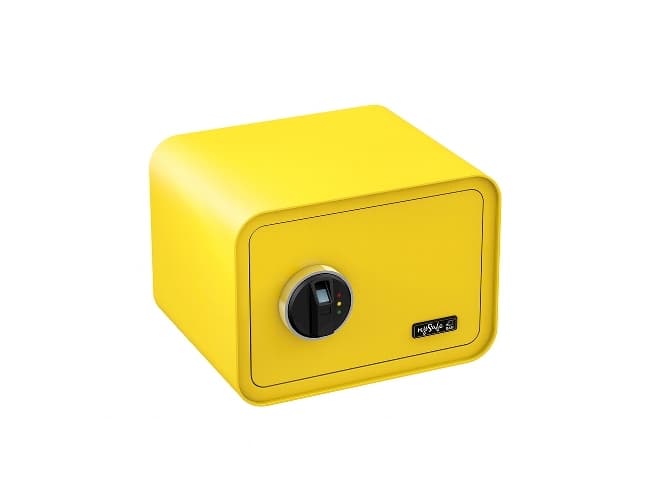BASI mySafe 350, Fristående kassaskåp, Gul, Elektronisk, Fingeravtrycksläsare, Batteri, AA, 350 mm