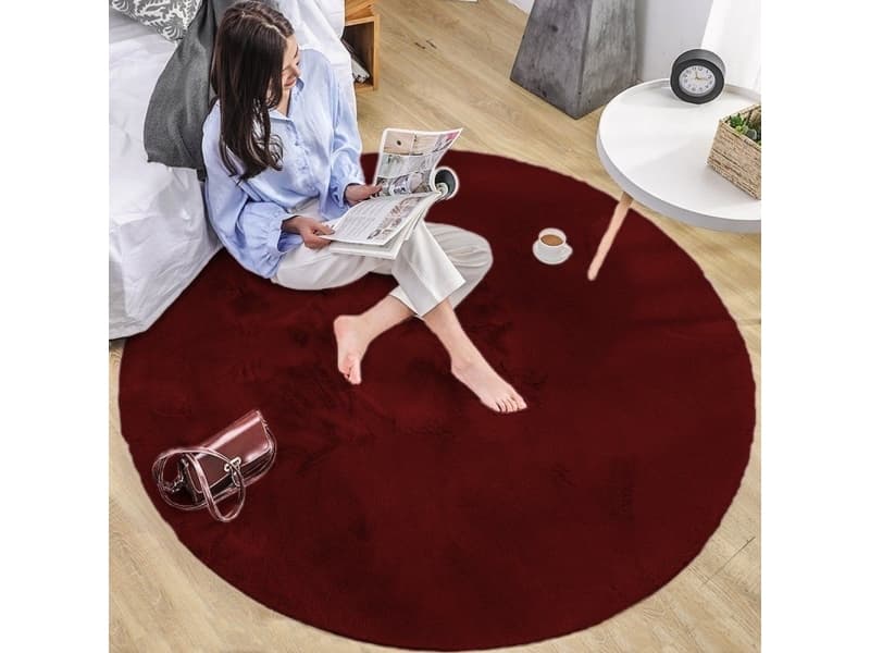 Strado Round rug Rabbit Strado 110x110 WineRed (Dark Red) universal