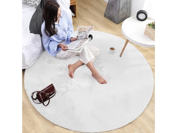 Strado Rundt teppe Kanin Strado 100x100 Hvit (Hvit) universal
