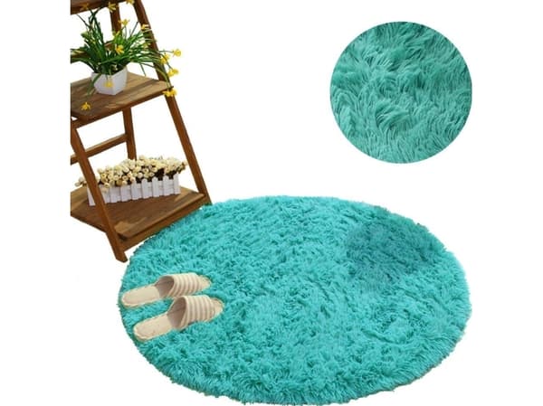 Strado Rundt teppe Shaggy Strado 80x80 TurquoiseSea (Turkis) universal