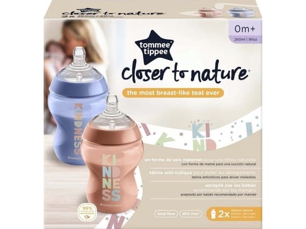 TOMMEE TIPPEE CLOSER TO NATURE flaska, 260 ml, 0+, 2 st, 42255005