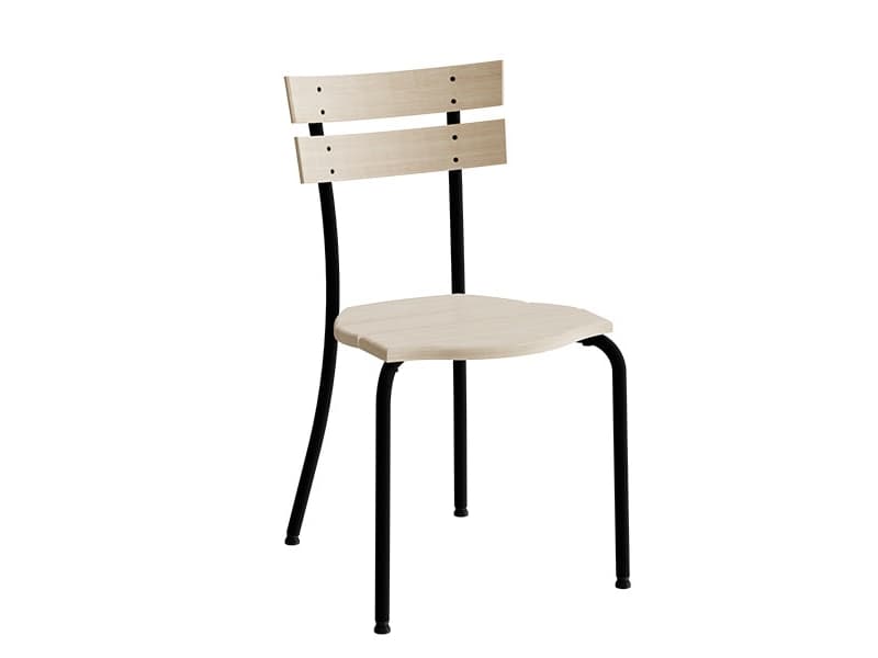 Stol Suzan 141, massiv björk, ram av aluminium