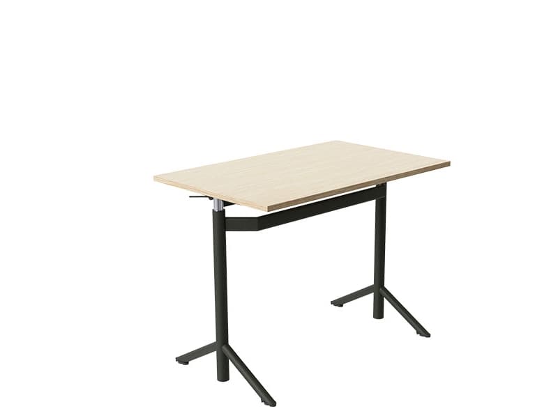 Lyft-/sänkbart bord hissbord Atlas 1132, 950x600 mm, vitpigmenterad eklaminat, svart olivfärgad ram