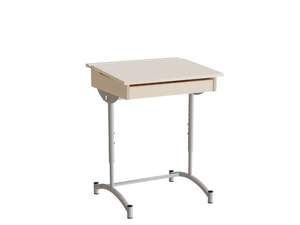 Elevbord, stilbar 128, birk laminat, alugråt stel